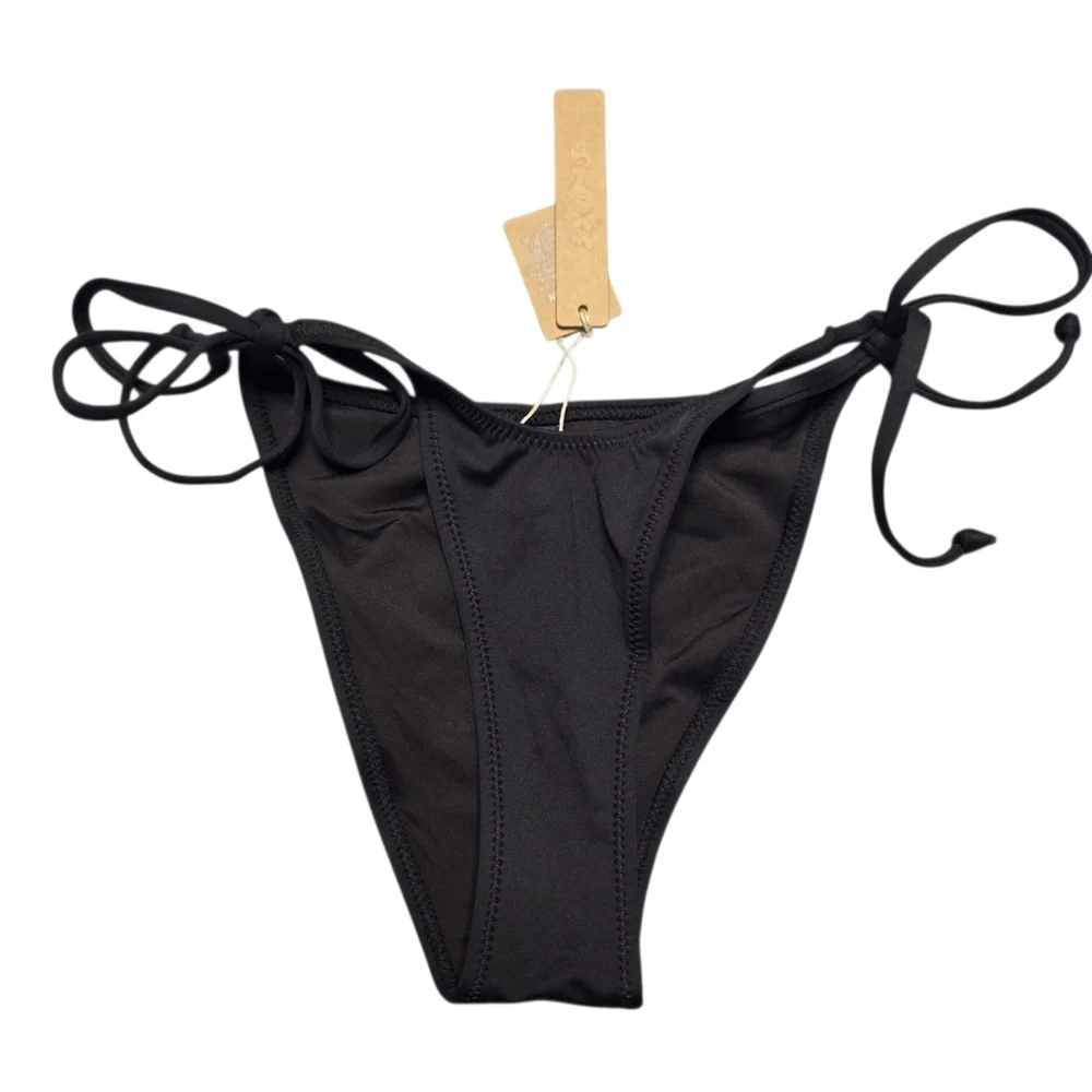 SKIMS Recycled Swim Dipped Tie Bikini Bottoms Panty Onyx XXSmall NWT
